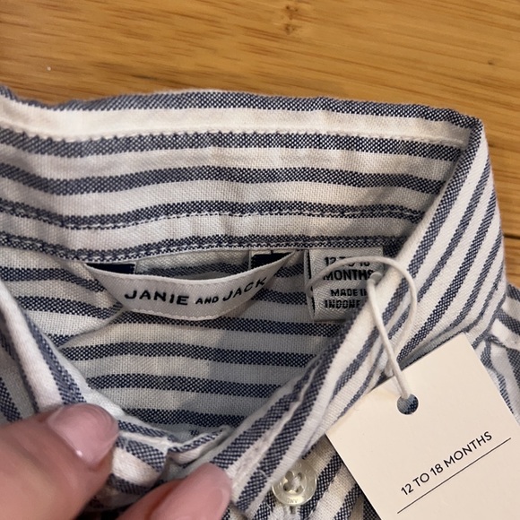 NWT Janie and Jack striped button down 12-18 months - Picture 4 of 5